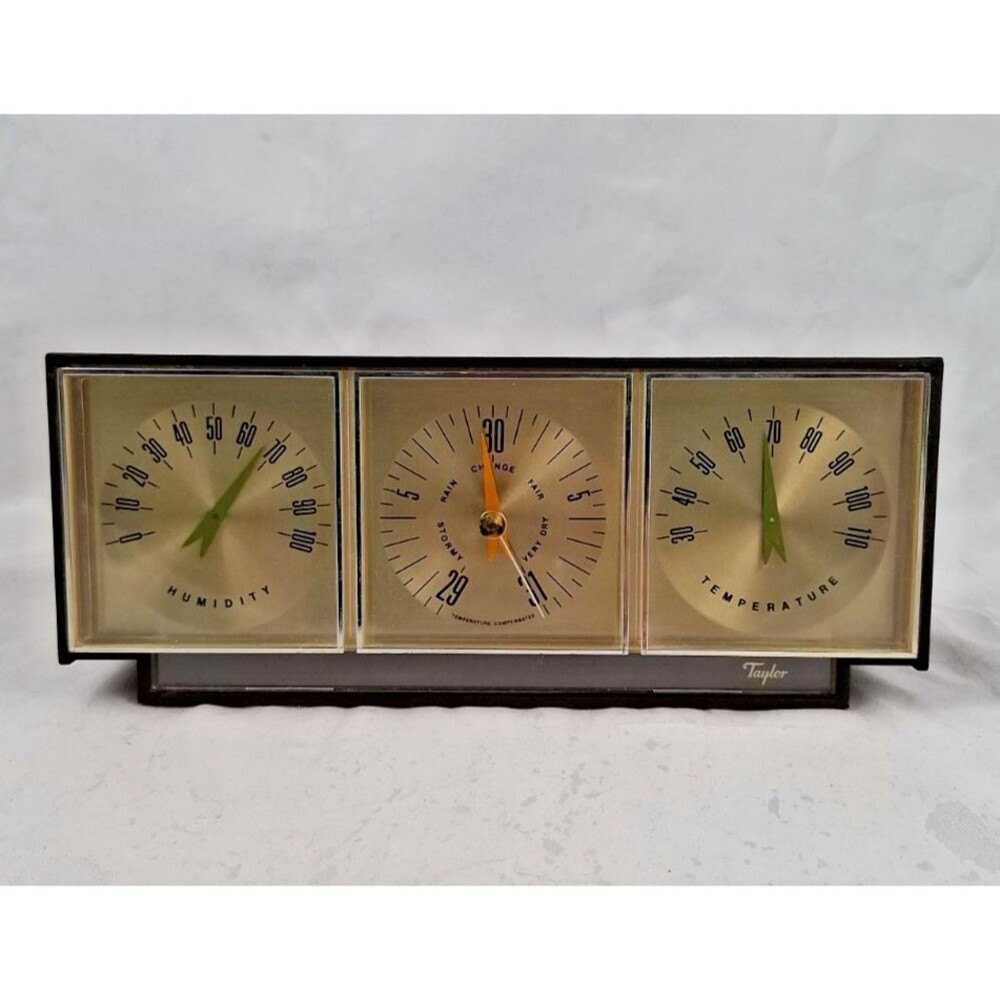 VTG TAYLOR DESK TOP BAROMETER TEMPERATURE HUMIDITY MCM Weather Station